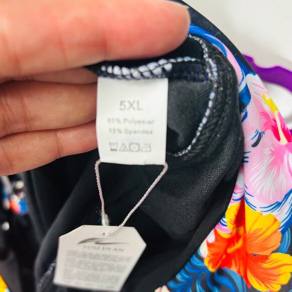 One Piece Swimsuit Tummy Control Bathing Suit Ruched Front‎ Cross Swimwear 5X - Picture 7 of 9